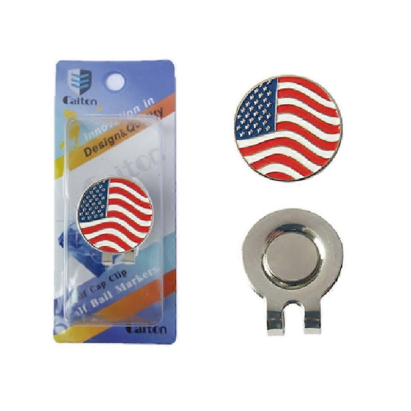 Flag Golf Hat Clip Alloy Ball Markers Magnetic Function For Golfing 1.2×1.1×0.4in 2Pcs
