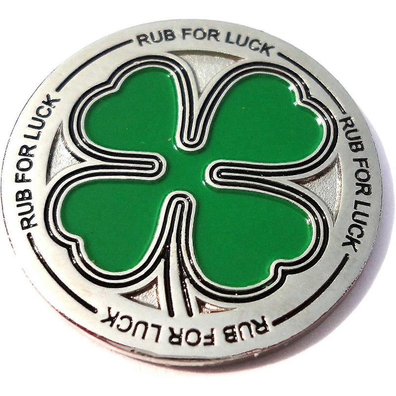 Four Leaf Clover Rub For Luck Golf Ball Marker And Hat Clip