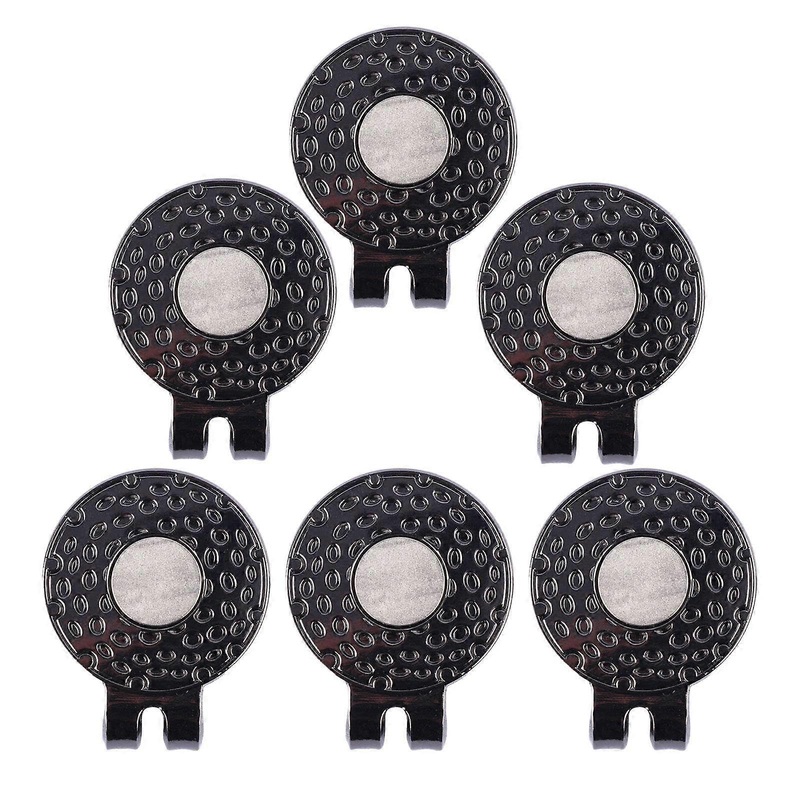 Golf Hat Clips Pack Of 6, Black Golf Ball Marker Cap Holder, Cap Clip For Golf Caps Bags Belts