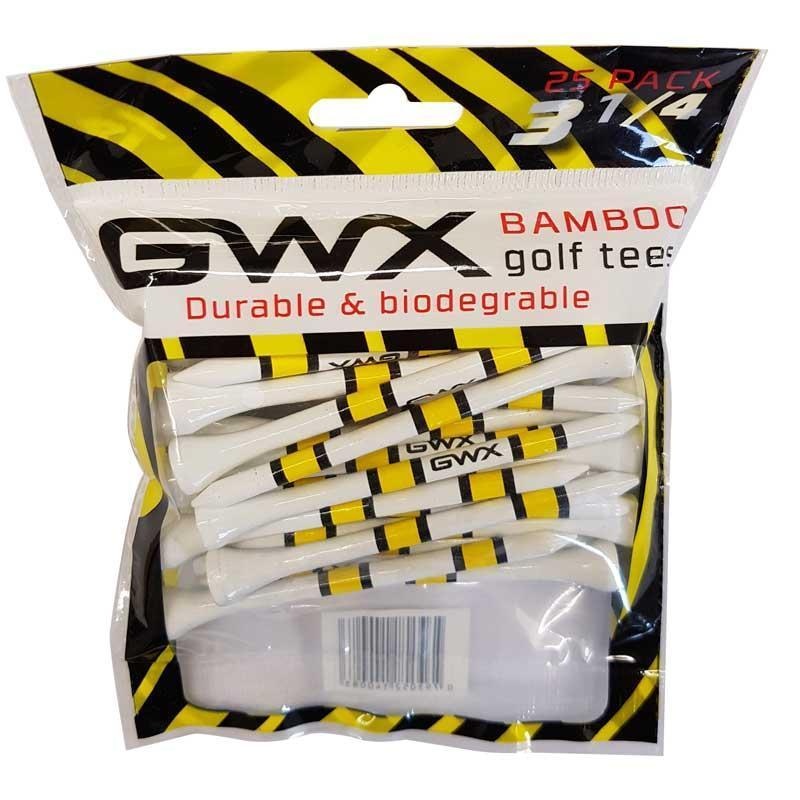 GWX Bamboo Golf Tees – White|White/Yellow/Black|2 3/4″|3 1/4″