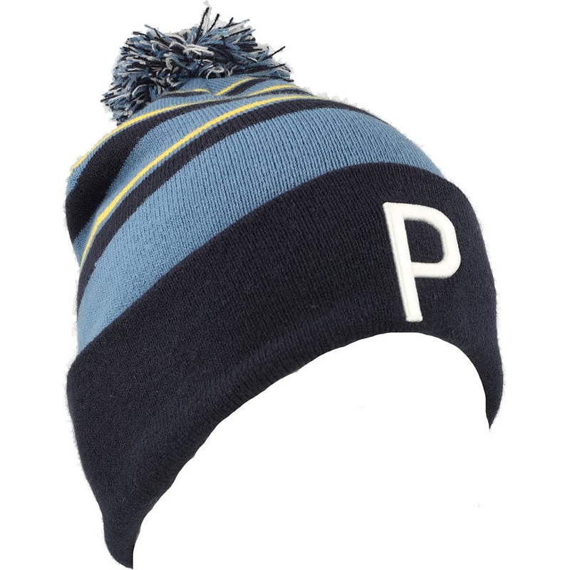 WRMLBL StripePom Beanie|Deep Navy/Blue Horizon/Pele Yellow|One Size Fits Most