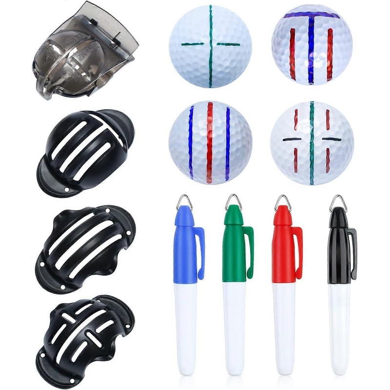 Precision Golf Ball Marker Set – 8 Pack with Line Drawing Tool & 4 Golf Ball Liner for Accurate Alignment