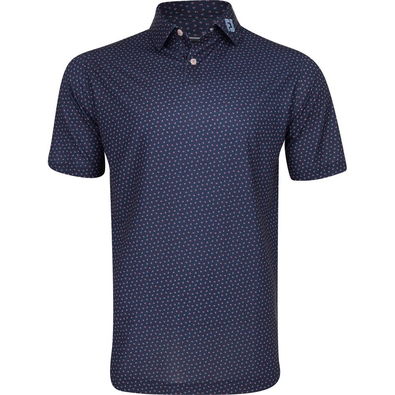 Bounce Print Pique Polo|Dark Denim|Small|Medium|Large|X-Large|XX-Large