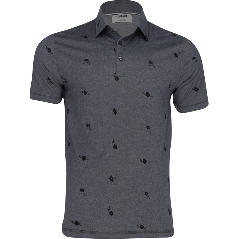 Printed Astoria Polo|Black Heather Woodflowers|Clay Islands|Medium|Large|XX-Large
