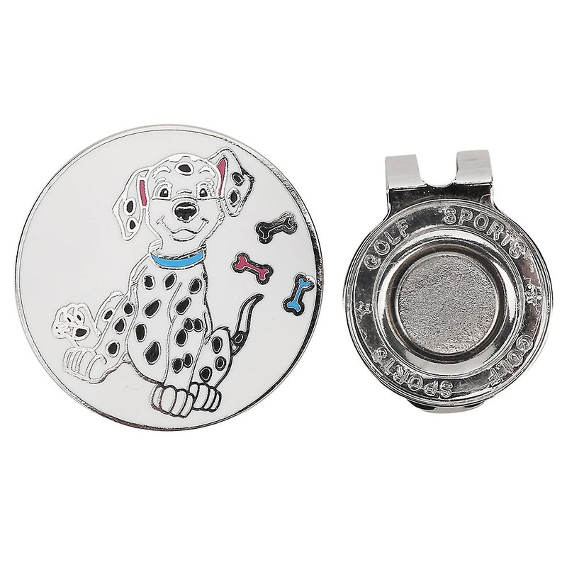 Zinc Alloy Removable Compact Golf Ball Marker Magnetic Hat Clip Anti Rust Cap Clamp Gift Supplies(Spotty Dog )