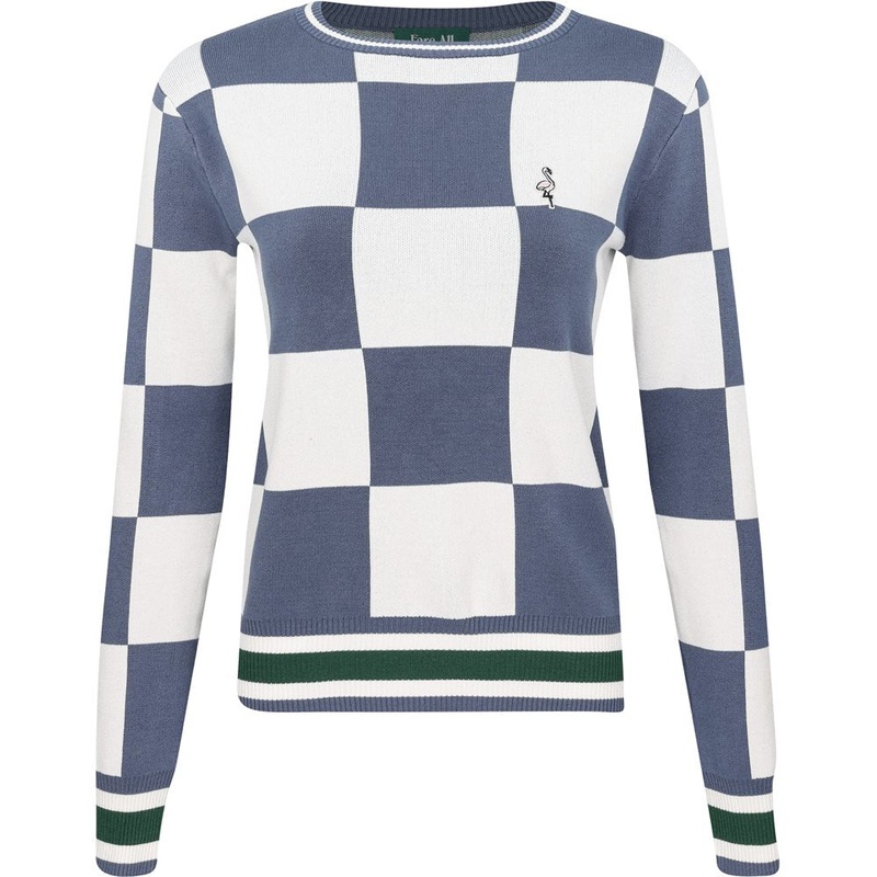 Women’s Dorothy Sweater|Indigo/White Checkered|Pink/White Checkered|X-Small|Small|Medium|Large|X-Large|XX-Large