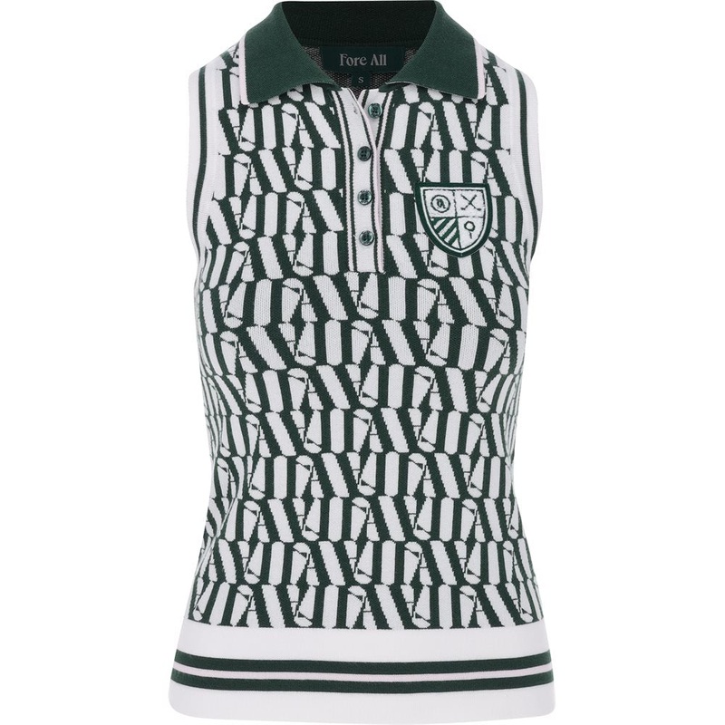Women’s Preppy Jen Vest|Green/White FA Pattern|Large