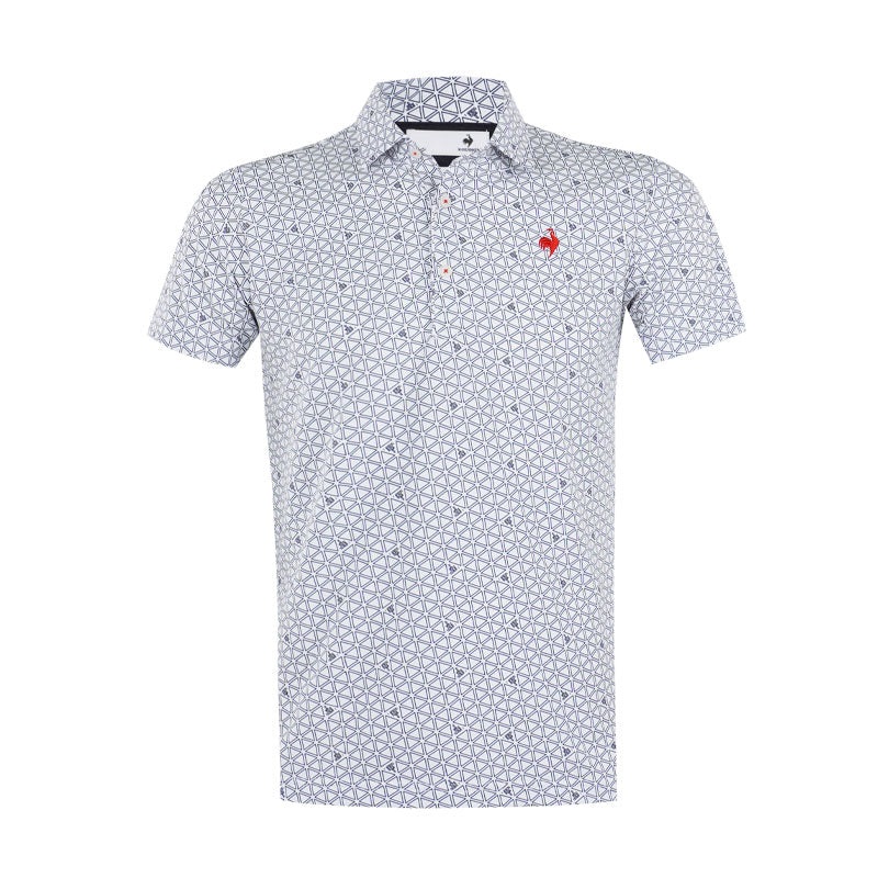 LE COQ SPORTIF GOLF Triangle Print Men’s Polo (White)