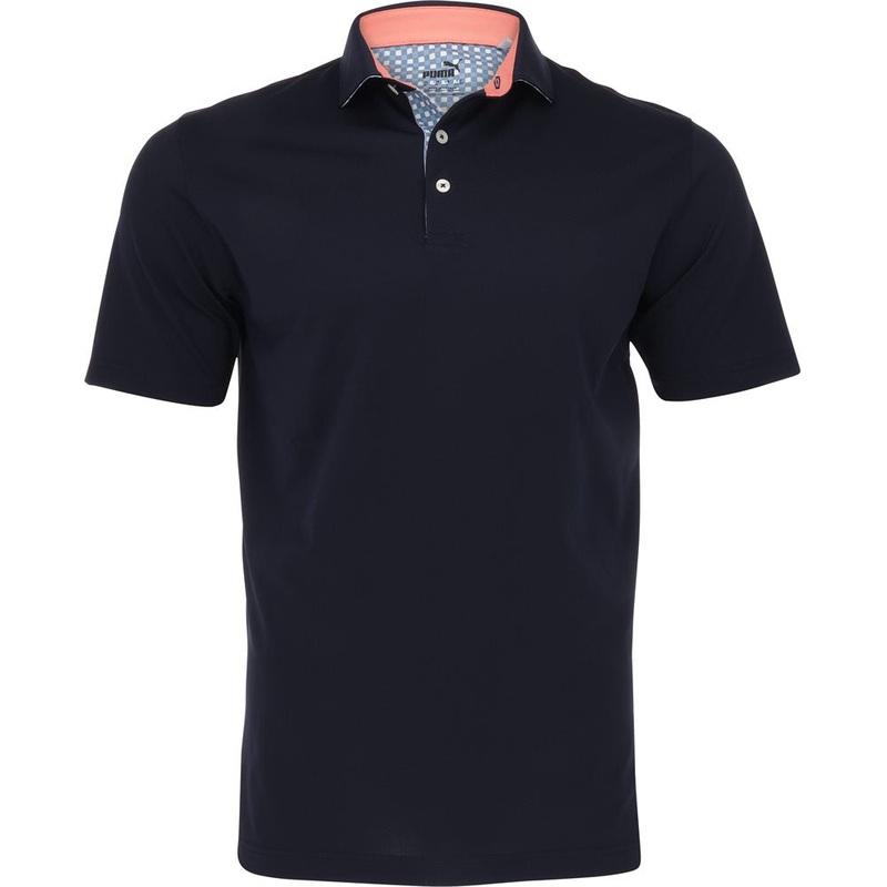 Pique Gingham Solid Polo|Deep Navy|Medium