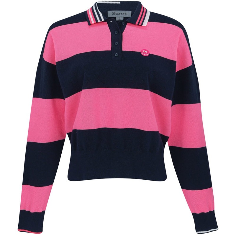 Women’s Italian Wool Rugby Stripe Polo Sweater