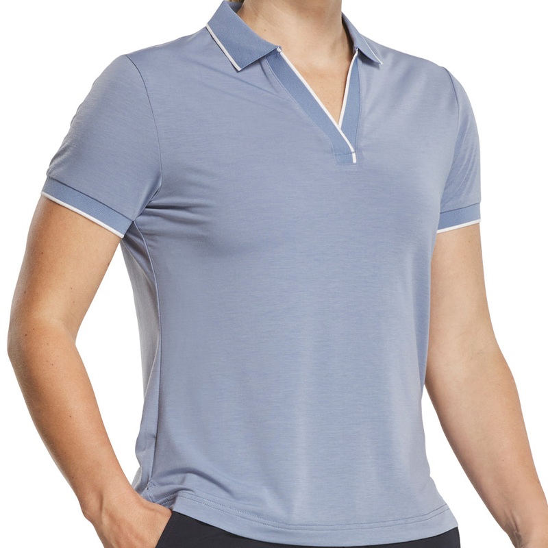 Women’s Notch V-Neck Polo|Blue Stone|Orchid|Navy Solid Navy Emerald|X-Small|Small|Medium|Large|X-Large