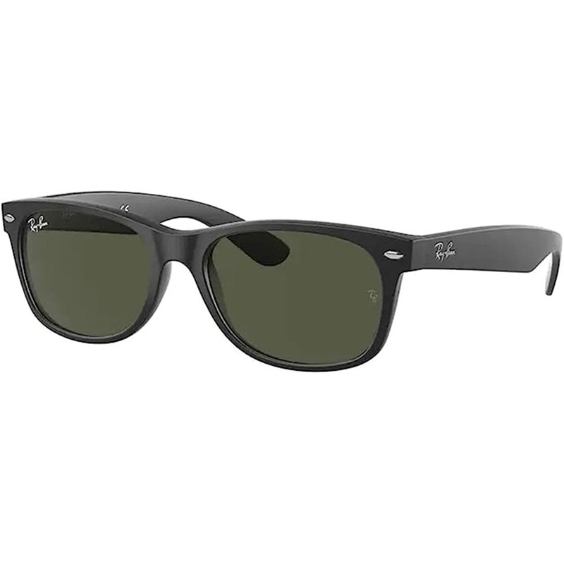 New Wayfarer Sunglasses|Rubber Black|G15 Green
