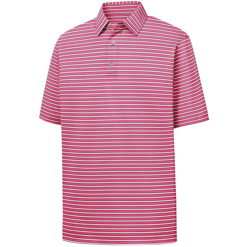 Stretch Lisle Pinstripe Polo|Pink/White/Navy|Small