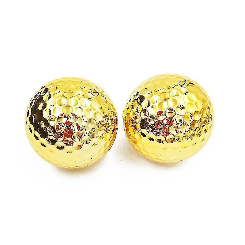 Wuzhou Golf Ball Portable Gold Plating Golf Ball Double-layer Construction Sports Practice Driving Range Balls(2pcs, Gold)