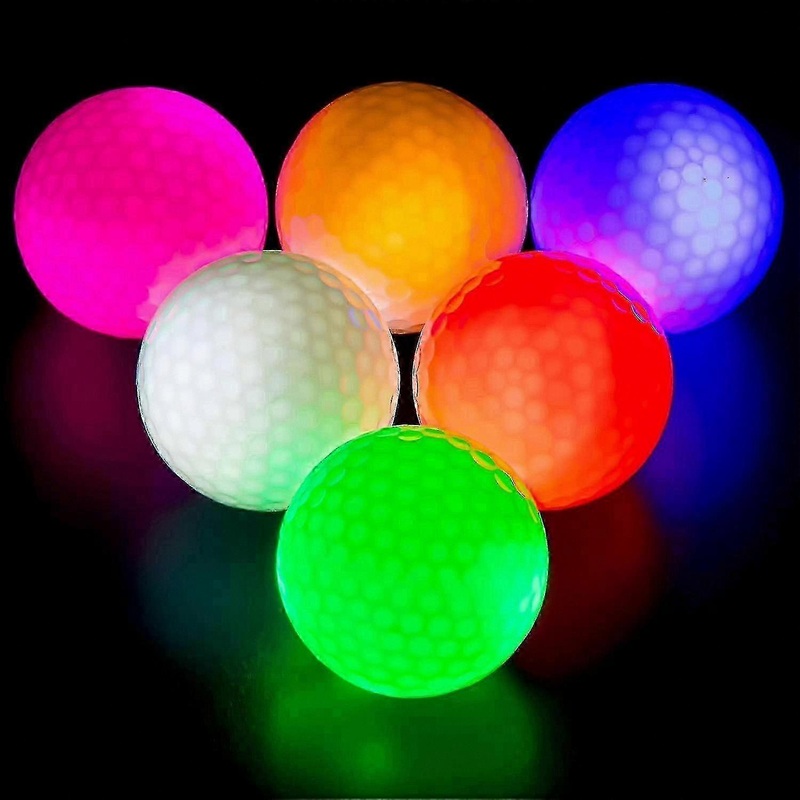 6 Pack LED Light Up Golf Balls, Flashing Night Sports Balls, Random Colors, Long-Lasting Brightness for Evening Play