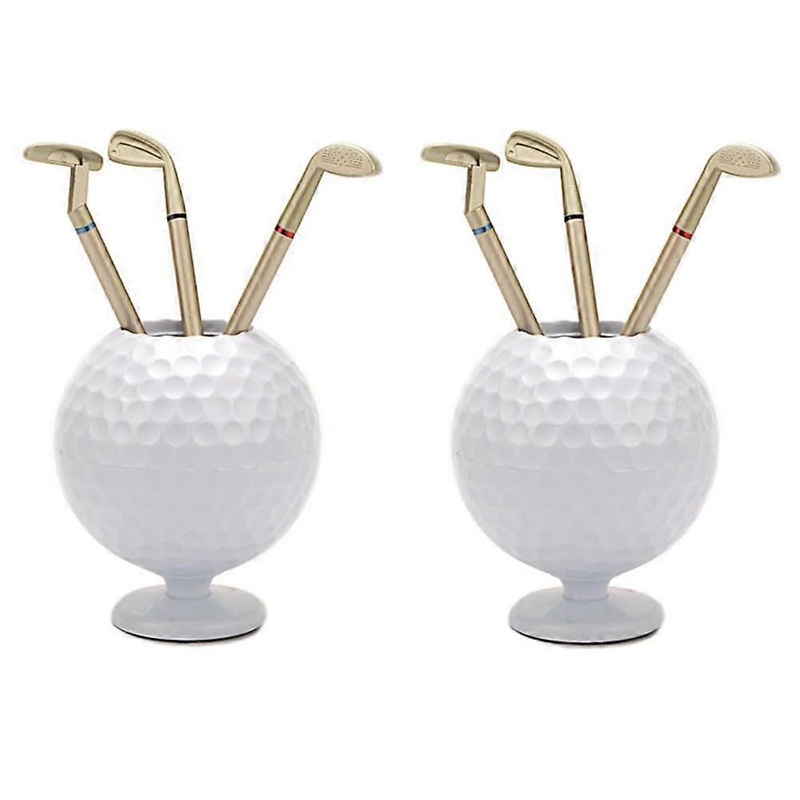 Golf Ball Pen Holder with 3 Golf Ballpoint Pens, for Men, Golf Players, 2 Pieces