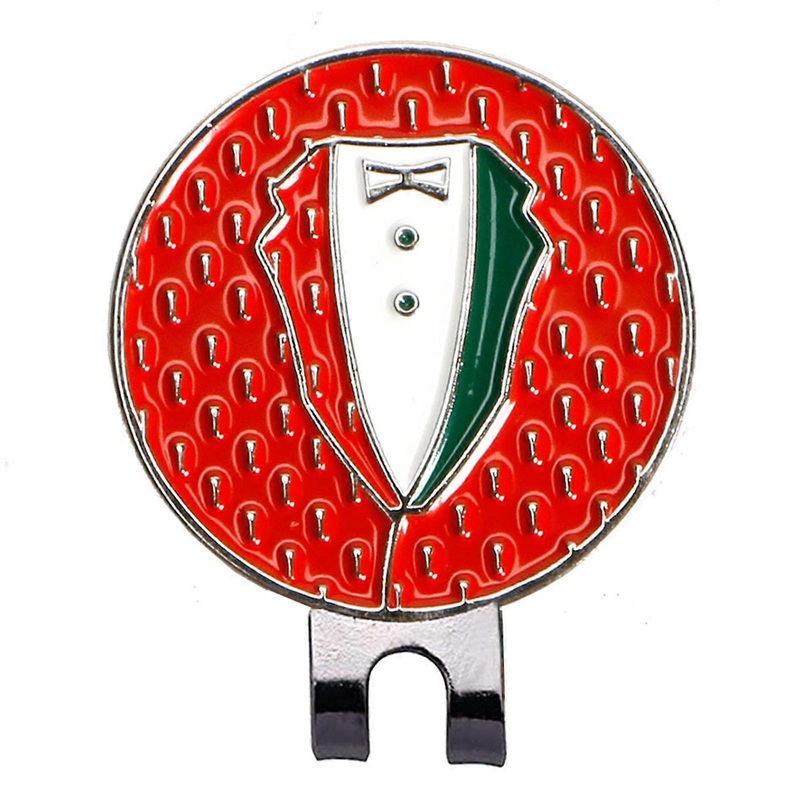 Magnetic Golfball Marker Hat Clip Suit Clothing Pattern Golfball Marker Caps Clips with Magnetic Golfs Accessories  Red