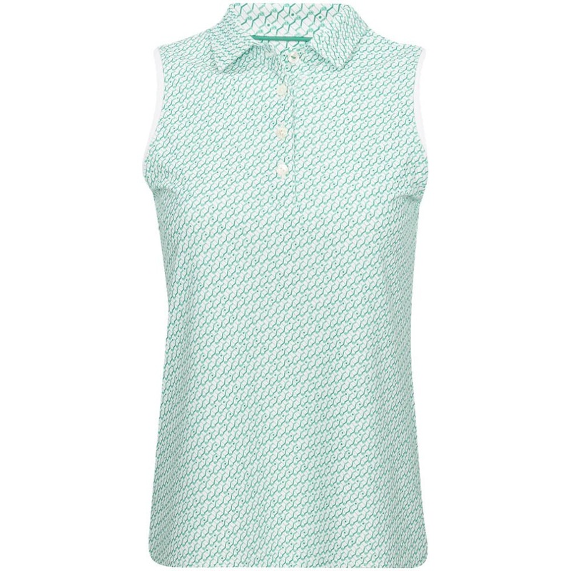 Women’s Stepped Clubs Banded Sport Mesh Sleeveless Polo