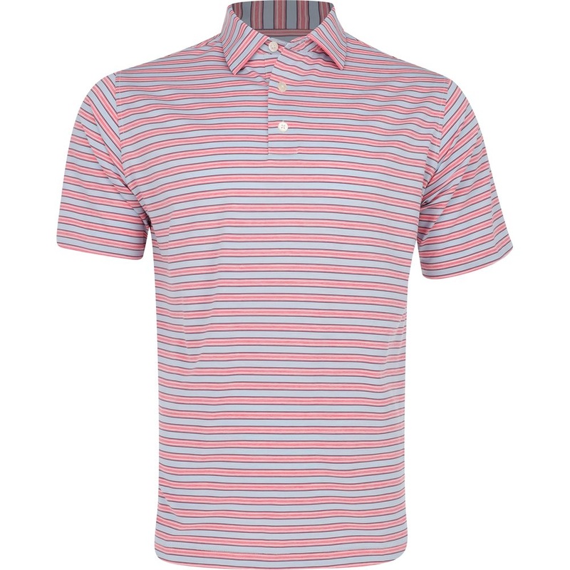Heather Stripe Lisle Polo|Heather Skyway/Heather Pink Lemonade|Small|Medium|XX-Large|Large|X-Large