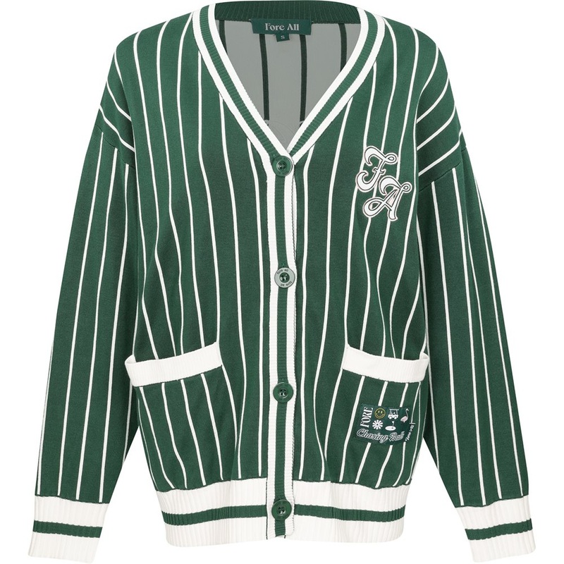 Women’s Dot Cardigan|Pinstripe Green|Pinstripe Indigo|X-Small|Medium|X-Large|Large