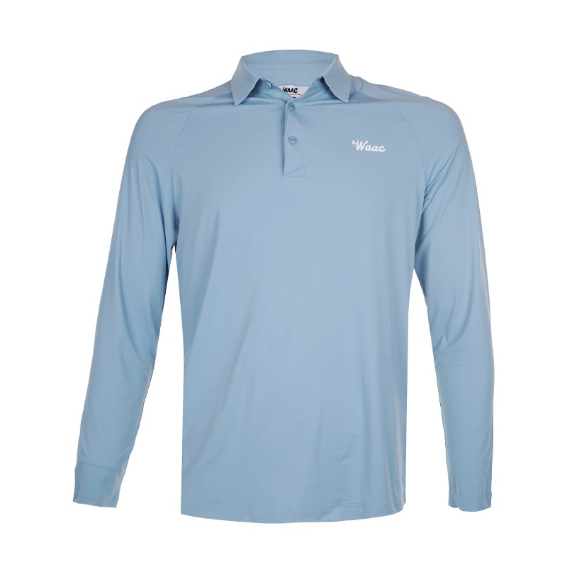 WAAC Korea Logo Men’s Long Sleeve Polo (Blue)