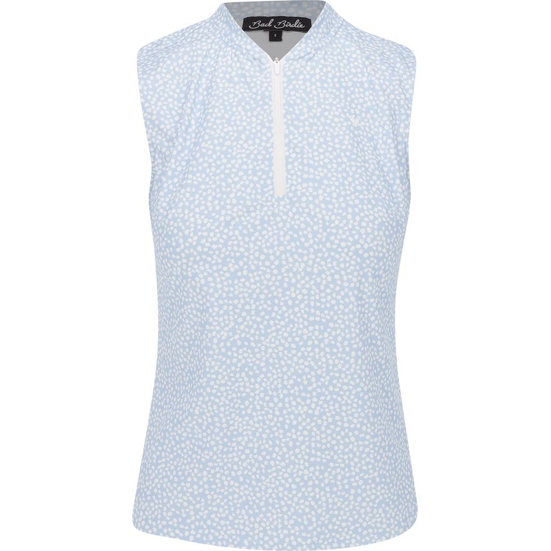 Women’s Blade Sleeveless Polo|Light Blue Polkadot|X-Small