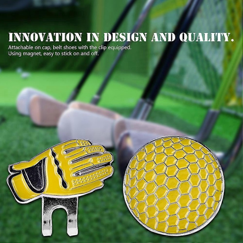 Portable Mini Stainless Steel Glove Magnetic Golf Marker Hat Clip with Ball Marker (Yellow)