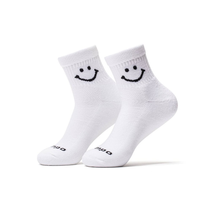Smiley Socks|White/Black|Small/Medium|Medium/Large