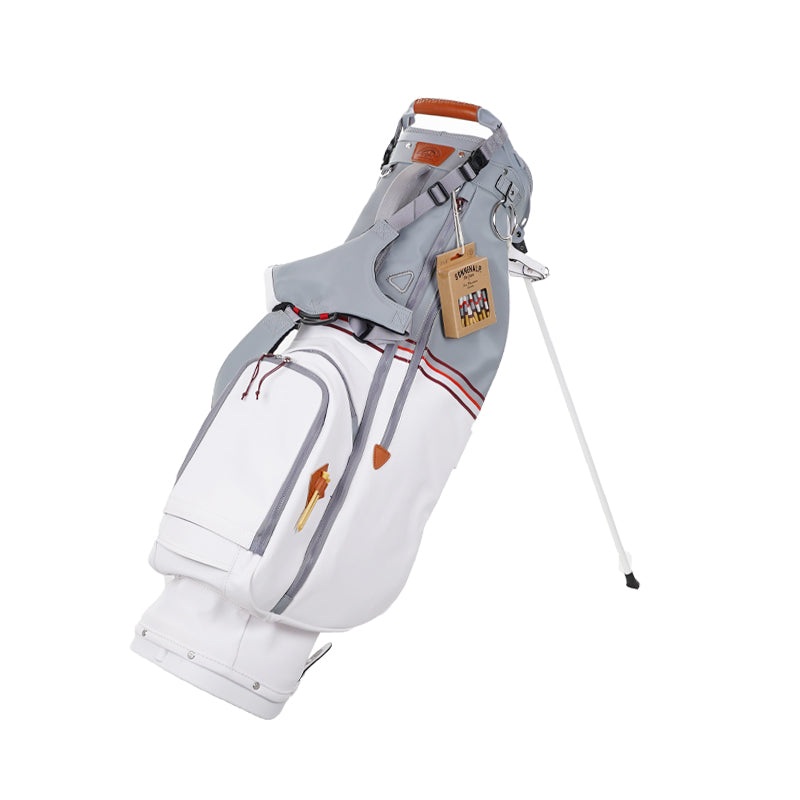 SUN MOUNTAIN 9 Mid-Stripe Stand Bag (White/Cadet/Brick)