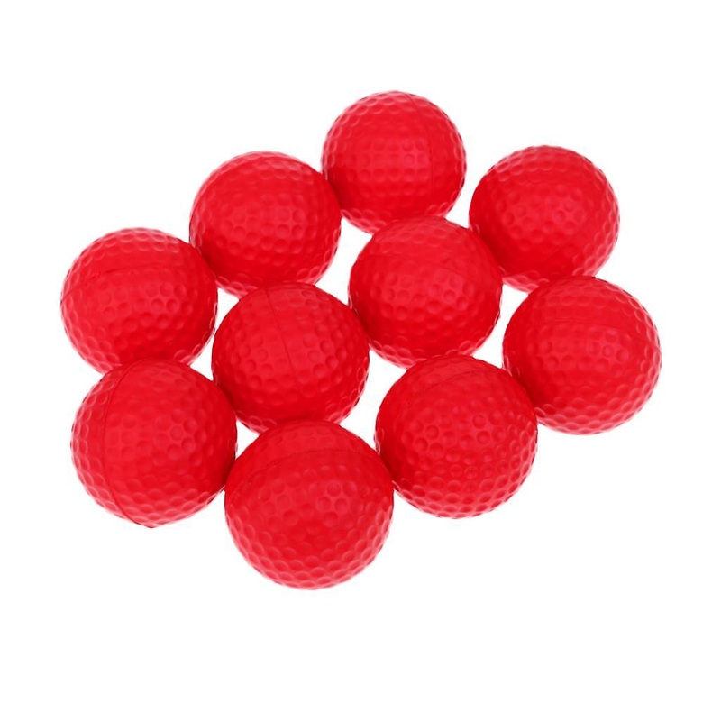 10 Pieces PU Foam Sponge Golf Training Soft Balls Golf Practice Balls Red
