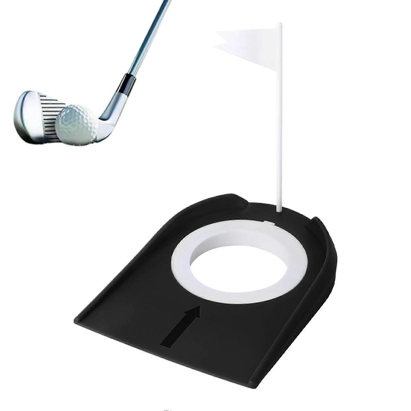 Indoor Golf Putt Trainer | Putter Cup Training Device, Golf Hole with Flag for Indoor Outdoor Garden Lawn Practice in Black