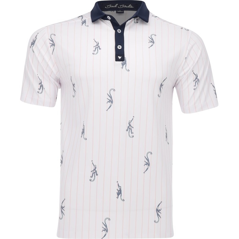 Monkey A Round Polo|White/Green Monkeys|Medium|Large|XX-Large