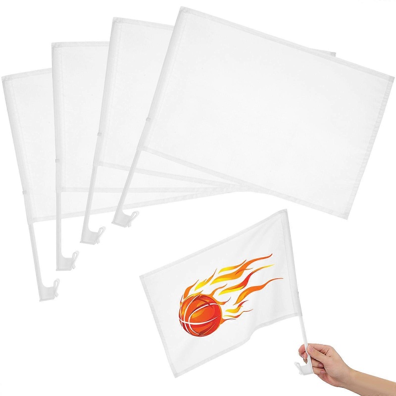 White Small Flags Handheld Flags Racing Events 4Pcs