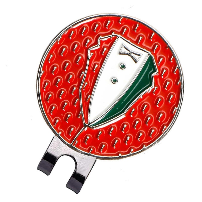 Golf Ball Marker Hat Clip, Suit, Clothing, Pattern, Golf Ball Marker Caps, Clips with Golf Accessories, Golf Hat Clips Red