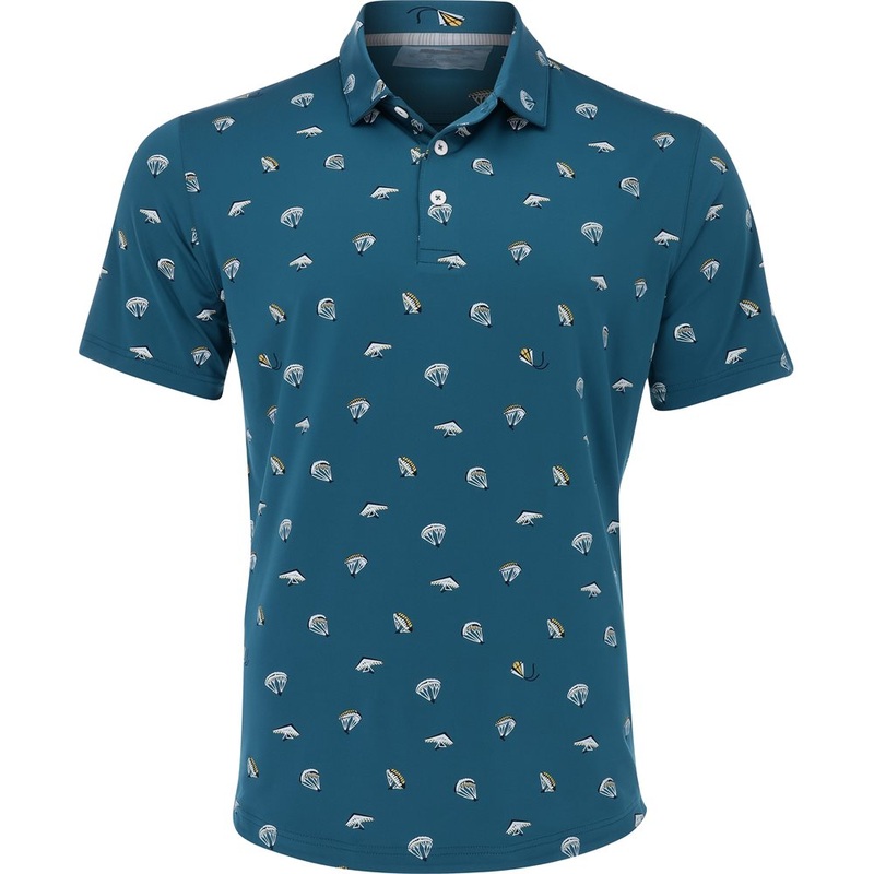 MATTR Hangtime Golf Polo|Blue Coral/Maize|Medium|Large