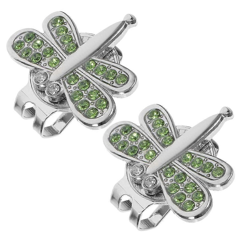 Golf Supplies 2Pcs Metal Ball Marker Portable Golf Hat Markers Light Green Dragonfly Shaped Magnetic Design