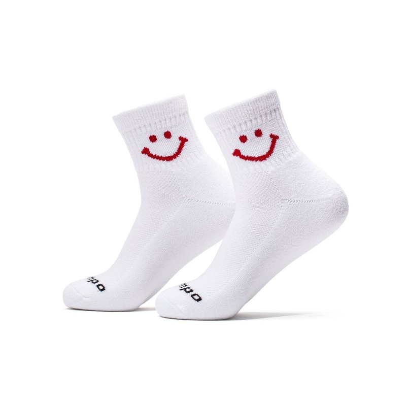 Red Smiley Socks|White/Red|Small/Medium|Medium/Large