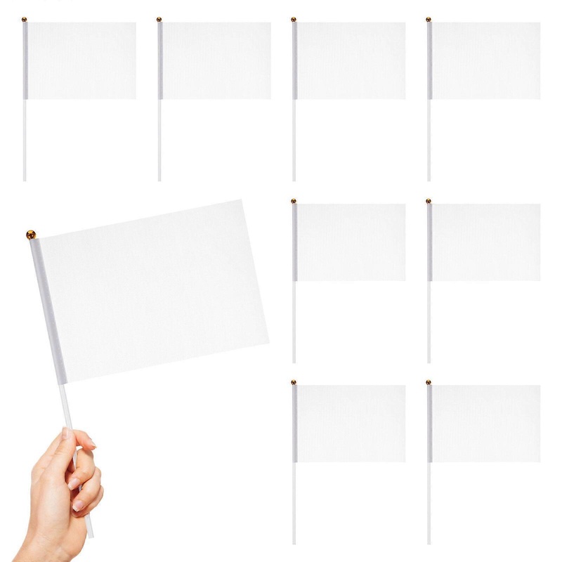 24pcs White Marking Flags Hand Held Flags Blank Sports Events Cheering Flags Marker Flags (White)