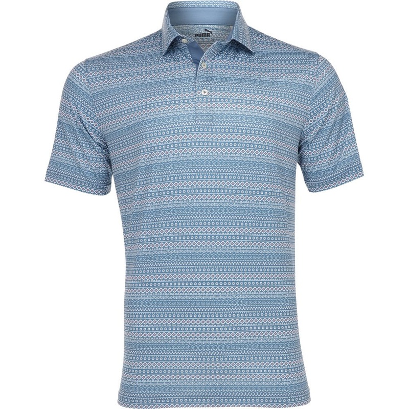 Fair Isle Micro Print Polo|Blue Horizon/White Glow|Small|Large|X-Large|XX-Large|XXX-Large