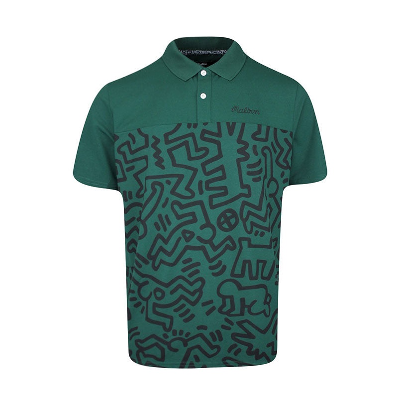 MALBON GOLF x Keith Haring Printed Men’s Polo (Green)
