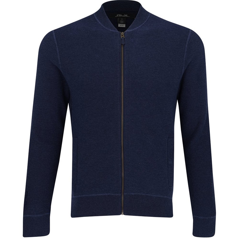 Mesh-Knit Cotton Full Zip Cardigan