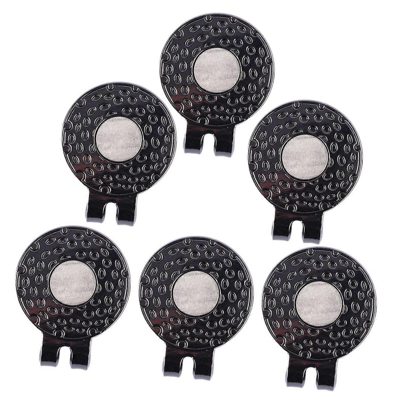 Golf Hat Clips Set Of 6, Golf Ball Marker Cap Holder, Portable Golf Training Accessory For Golf Bags, Black