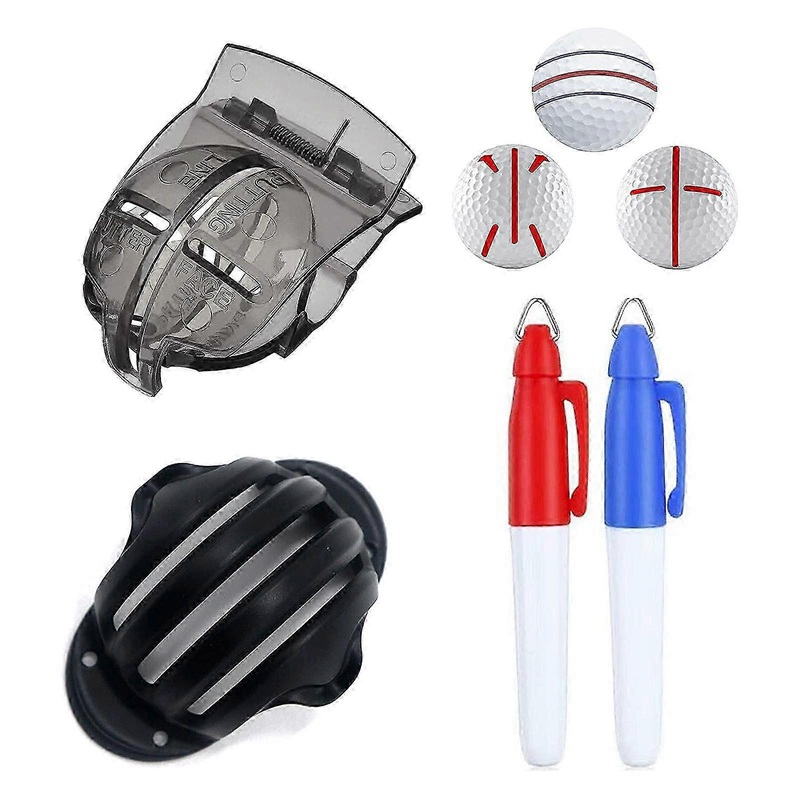 Triple Line Golf Ball Marker Set with 2 Pens and Stencil Tools