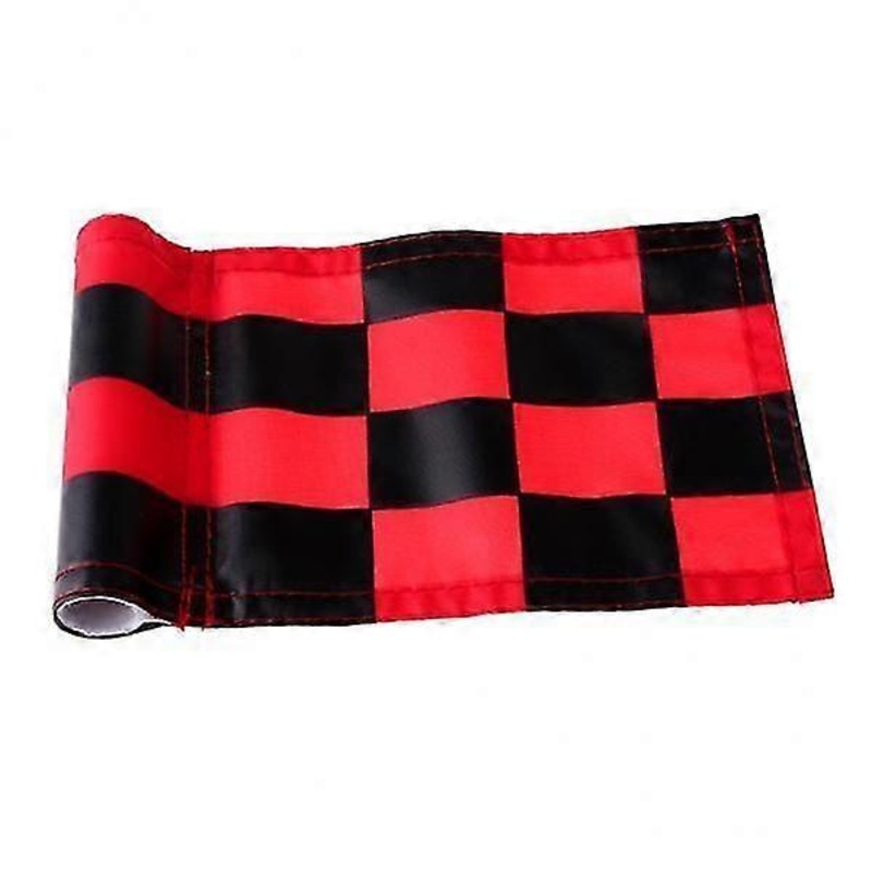 2xGolf Practicing Training Nylon Putting Green Chequered Flag Red+Black