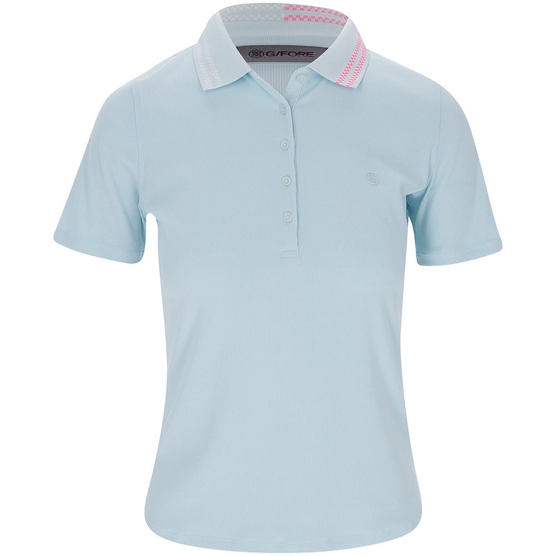 Womens Checkered Collar Ribbed Tech Polo