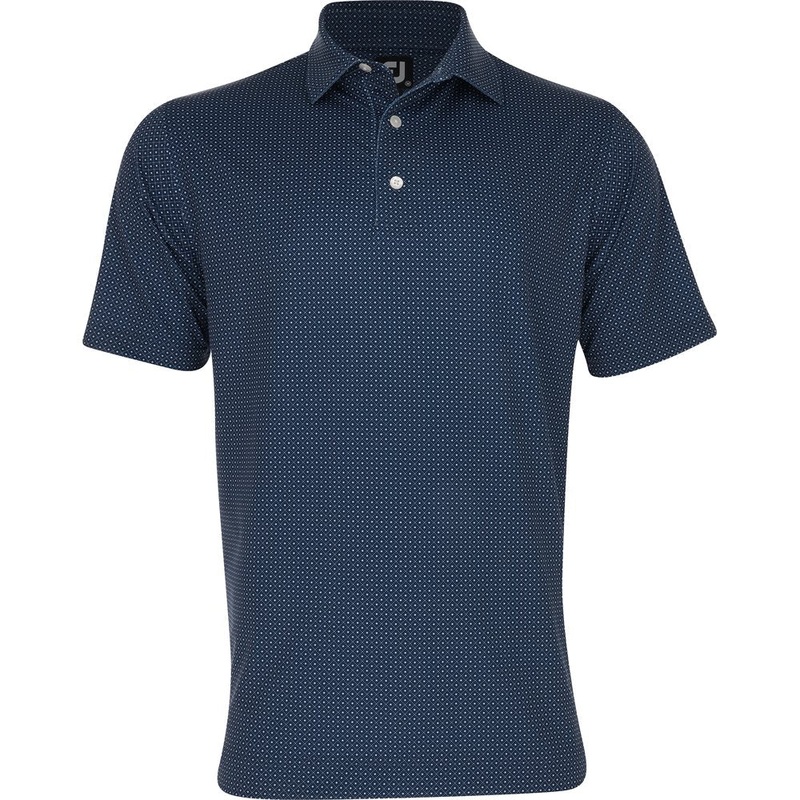 Lisle Dot Geo Print Self Collar Golf Polo