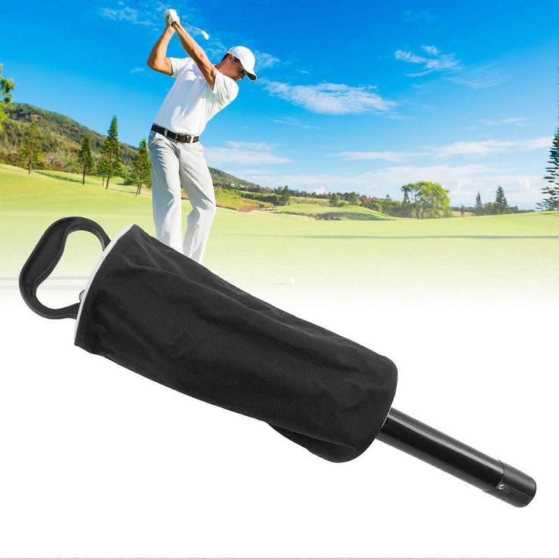 Golf Balls Pickup Bag Golf Ball Retriever with Detachable Plastic Tube Rubber Handle Hold Up to 80 Balls for Outdoor Black