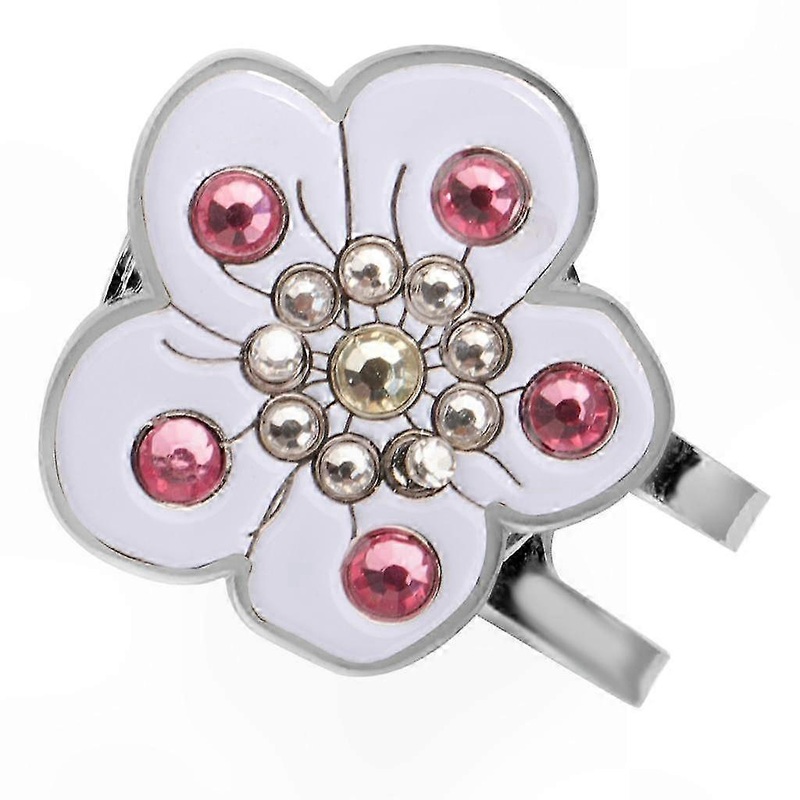 Crystal Plum Blossom Ball Marker with Cap Clip for Golf Visor Accessory Attachment
