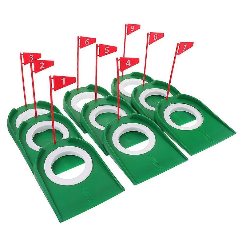 Golf Practice Cup Set For Home Use Golf Players Ideal For Indoor And Outdoor Practice Circular Design Green 9Pcs