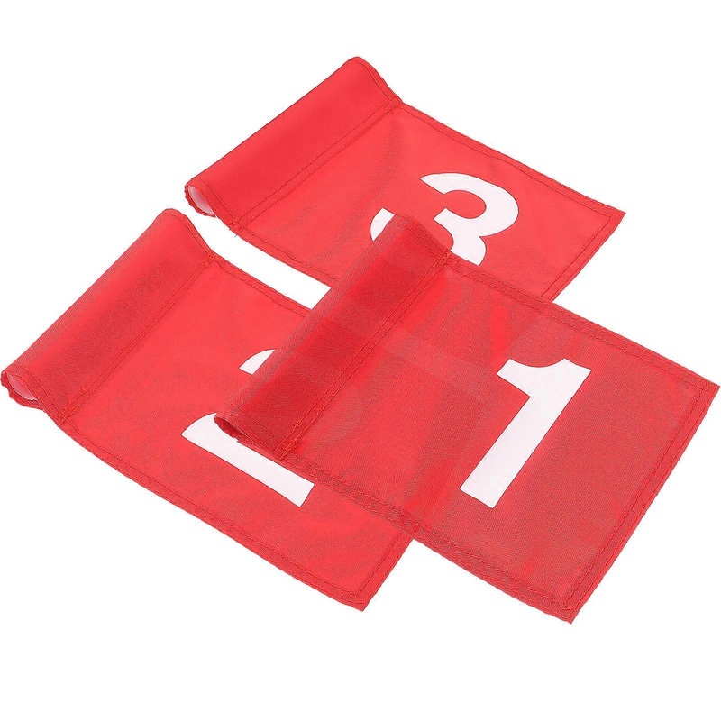 Portable Golfing Putting Flags Golf Practice Nylon Red Anti-Wear 3Pcs
